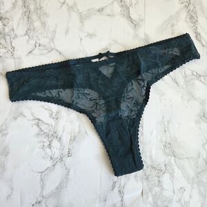 Victoria’s Secret Logo Mesh Green Thong Panty M